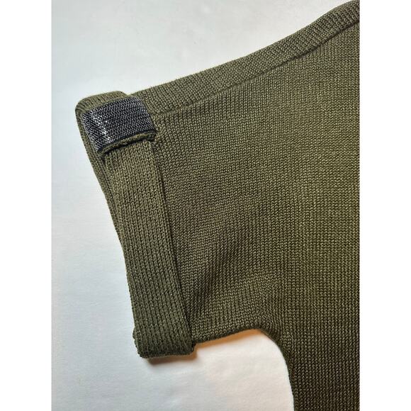 Chico's Women’s Size 1 US Medium Knit Top Sweater Linen Blend Green Short Sleeve - Picture 2 of 7